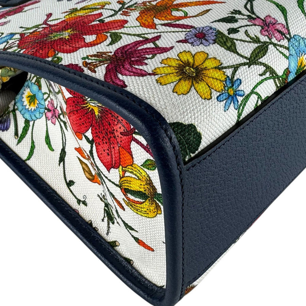 Gucci Multi-Color Navy Canvas Leather Handbag Shoulder Bag (Pre-Owned)