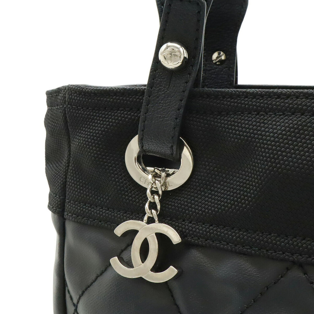 Chanel Black Coated Canvas Leather Shoulder Bag Tote Bag