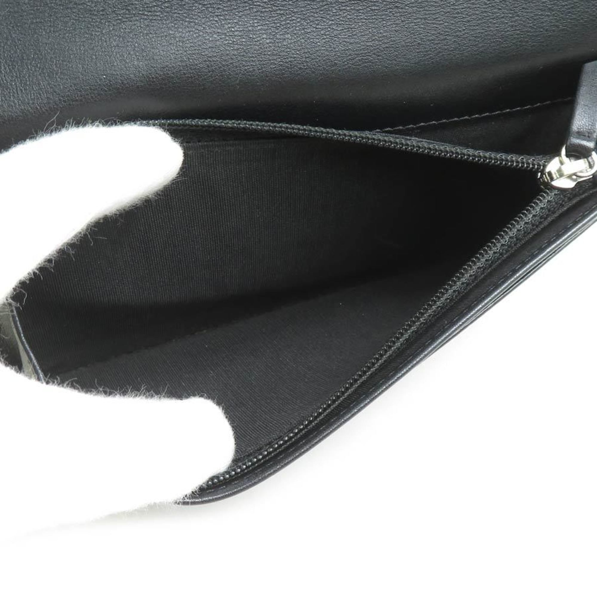 Chanel Black Canvas Leather Long Wallet (Bi-Fold)
