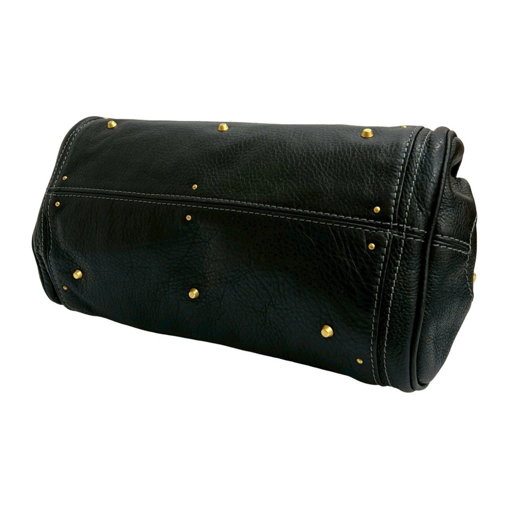 Chloé Black Leather Boston Bag Handbag Tote Bag (Pre-Owned)