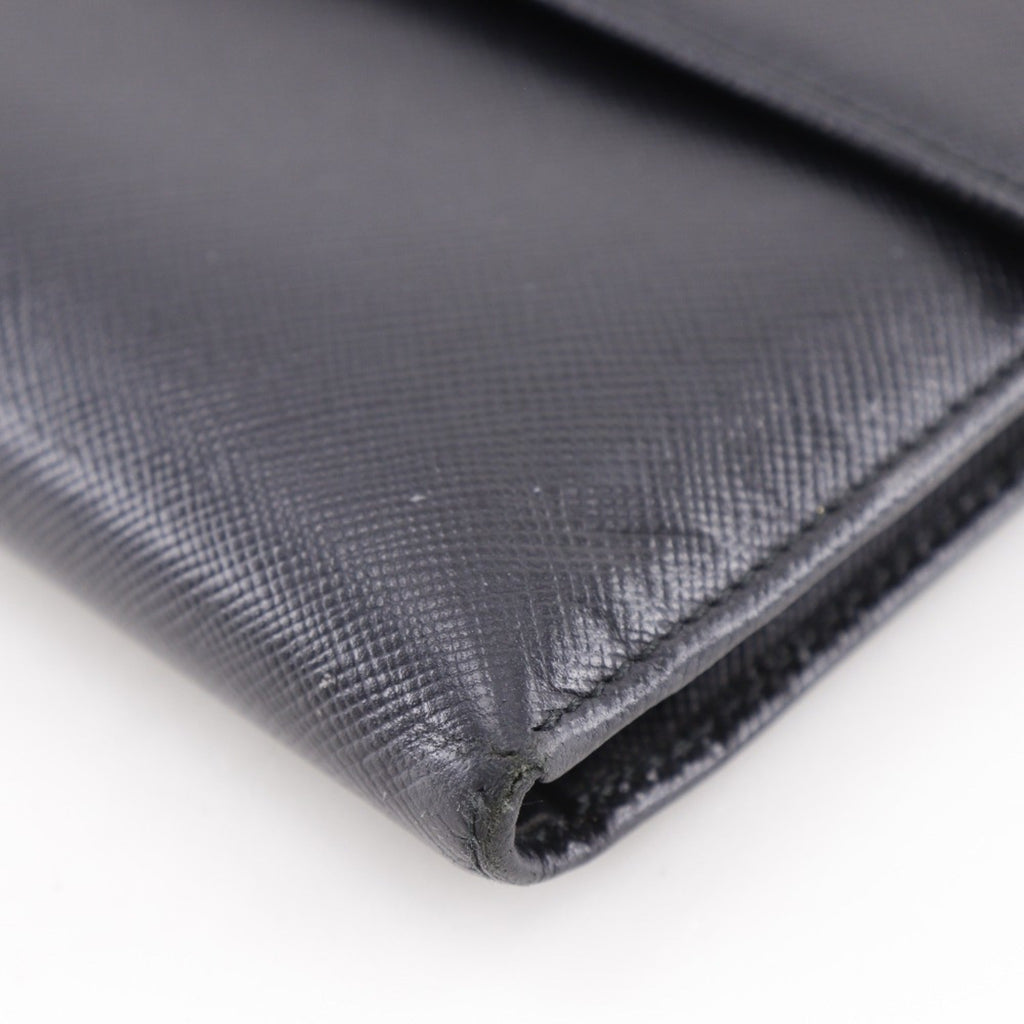 Prada Black Nero Saffiano Triangle Wallet (Bi-Fold)