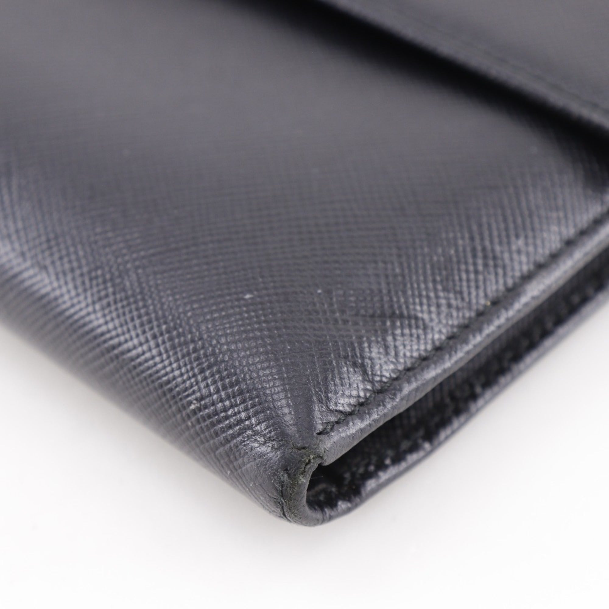 Prada Black Nero Saffiano Triangle Wallet (Bi-Fold)