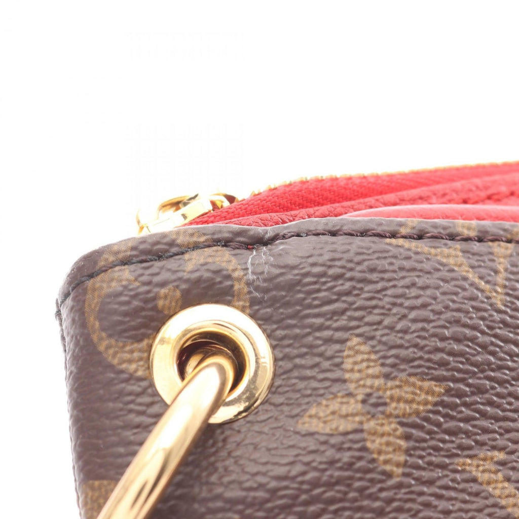 Louis Vuitton Brown Cerise Red Color Coated Canvas Leather Handbag