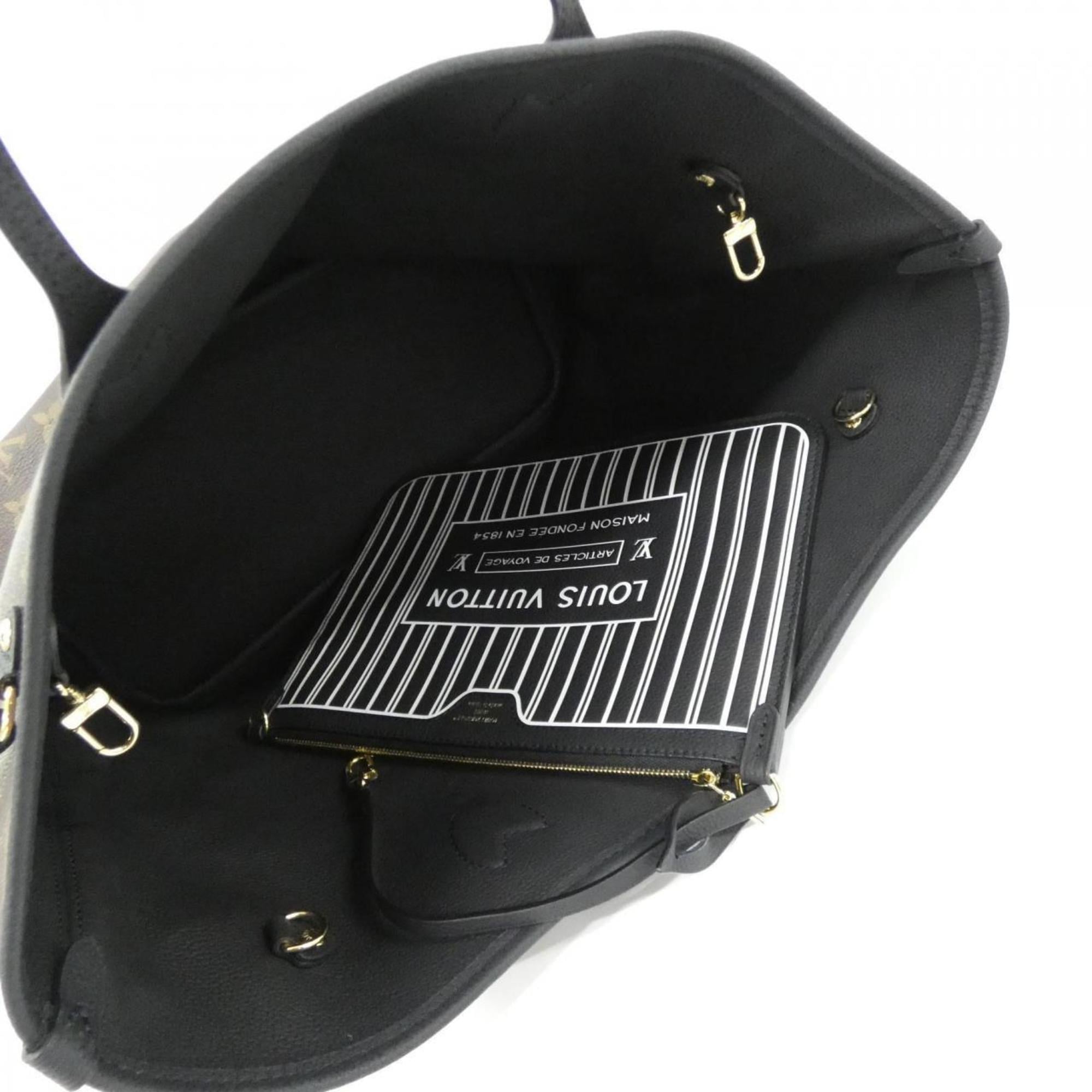 Louis Vuitton Monogram Black Marron Coated Canvas Leather Handbag