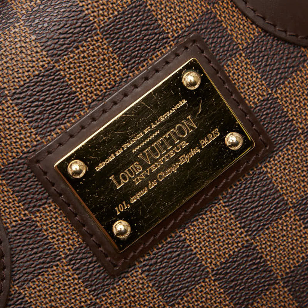 Louis Vuitton Damier Brown Damier Canvas Ebene Leather Handbag Tote Bag