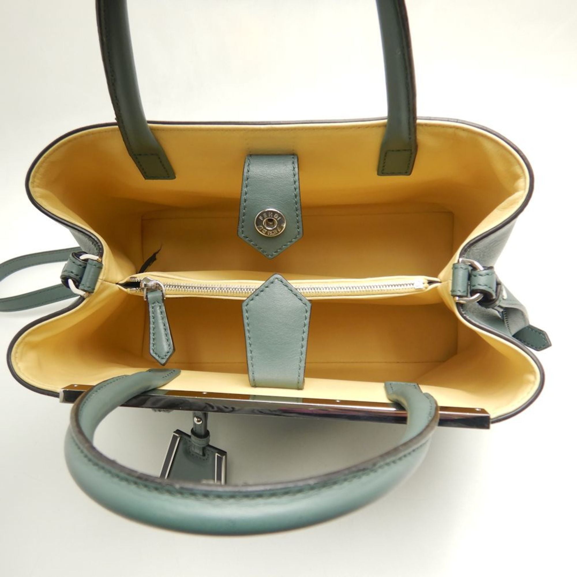 Fendi Khaki Yellow Leather Handbag