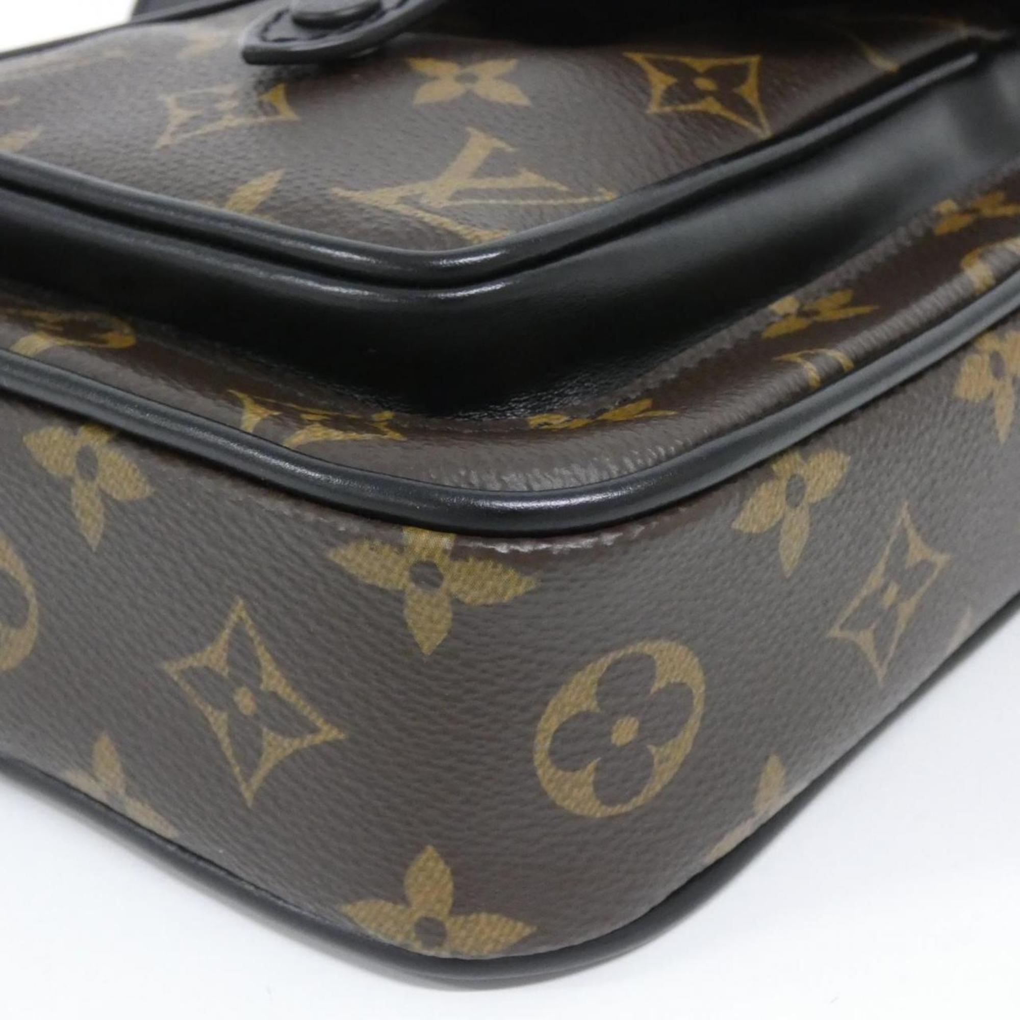 Louis Vuitton Black Brown Marron Coated Canvas Shoulder Bag