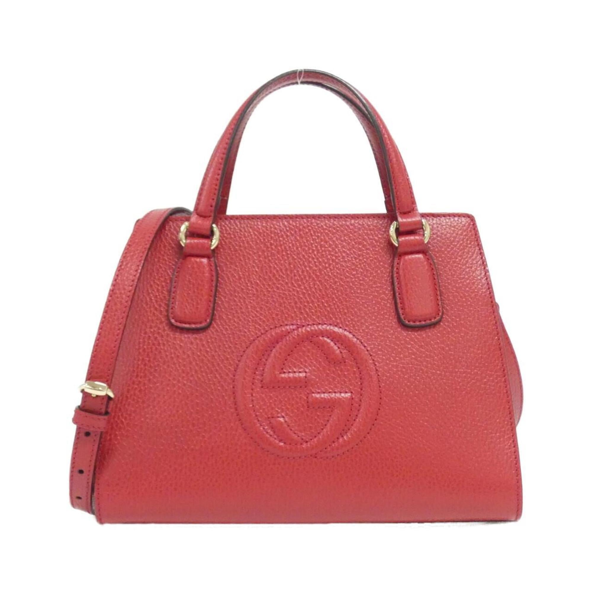 Gucci Red Color Leather Handbag (Pre-Owned)