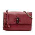 Gucci Red Color Wine Leather Shoulder Bag (Pre-Owned)