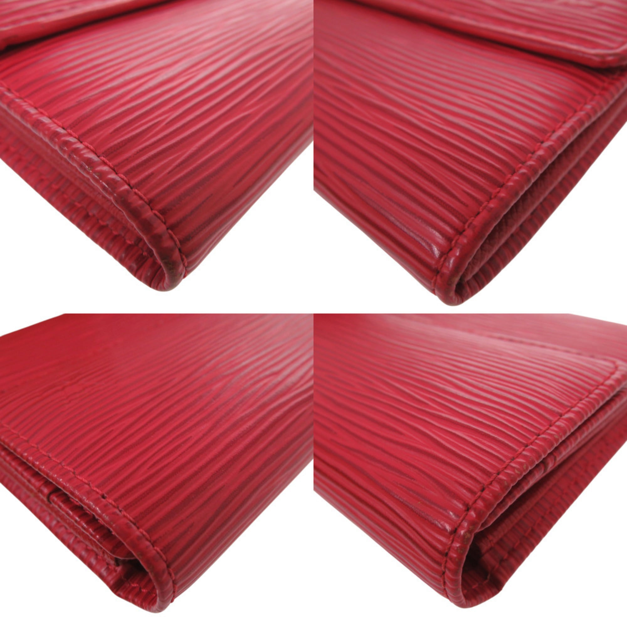 Louis Vuitton Epi Castilian Red Epi Leather Long Wallet (Tri-Fold)