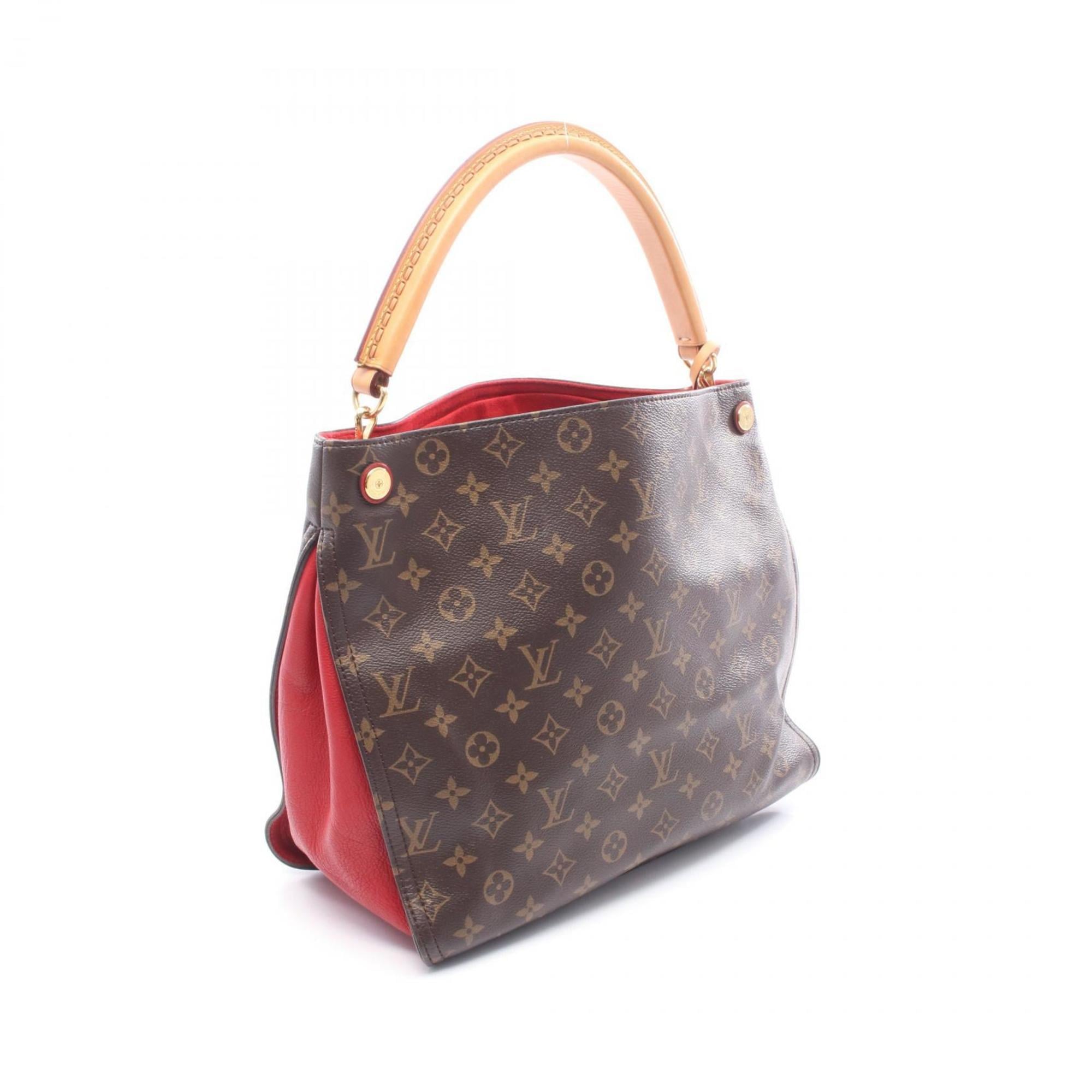 Louis Vuitton Brown Monogram Red Color Coated Canvas Leather Handbag Shoulder Bag