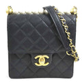 Chanel Black Off-White Leather Artificial Pearl Shoulder Bag