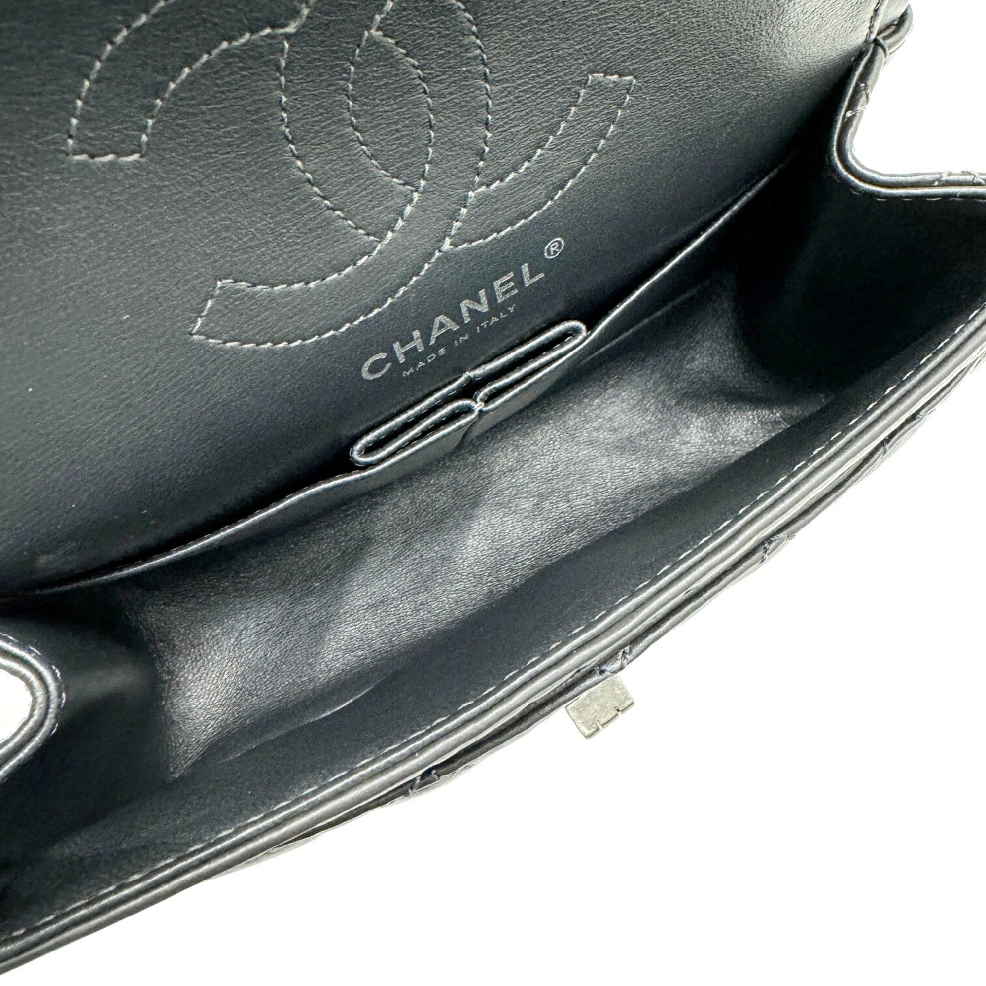 Chanel Dark Gray Leather Shoulder Bag