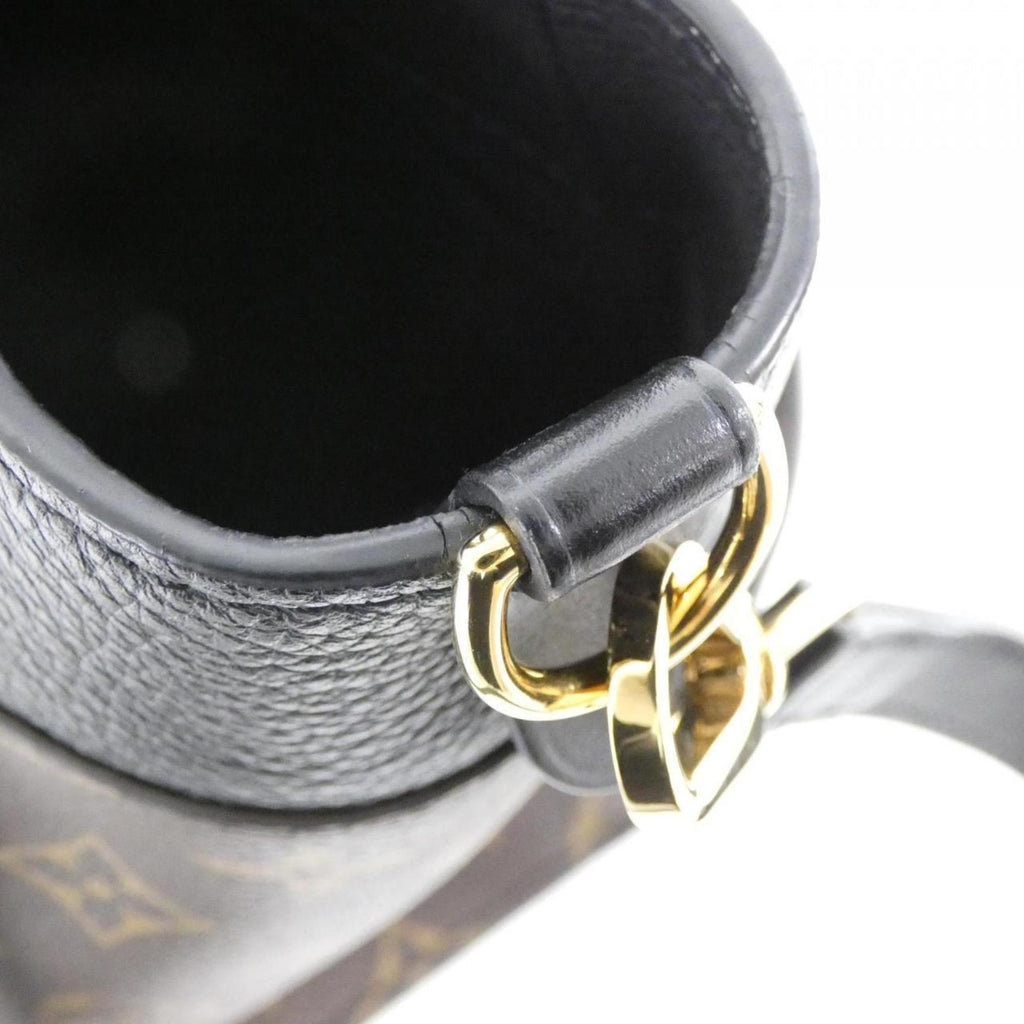 Louis Vuitton Black Leather Coated Canvas Handbag