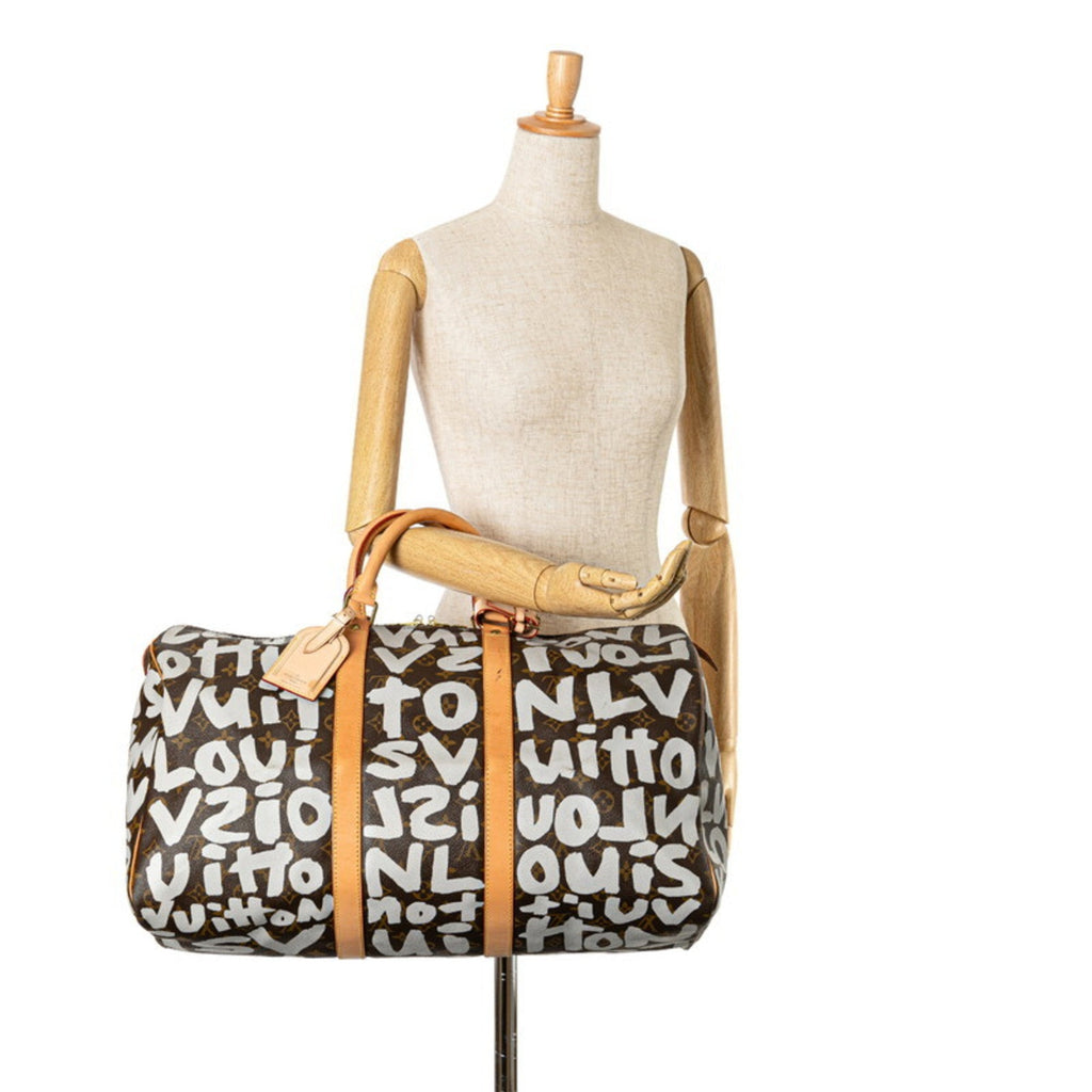 Louis Vuitton Argent Brown Pvc Leather Boston Bag