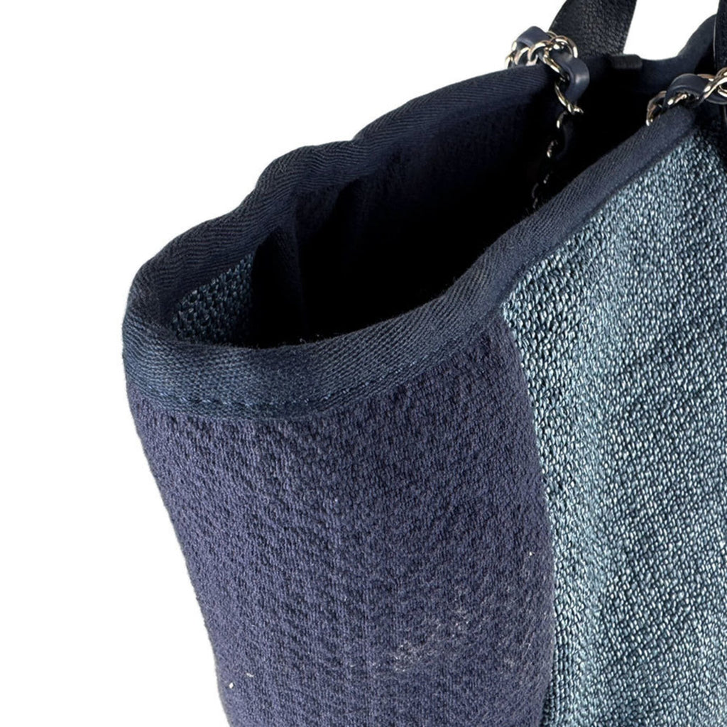 Chanel Blue Raffia Canvas Shoulder Bag Tote Bag