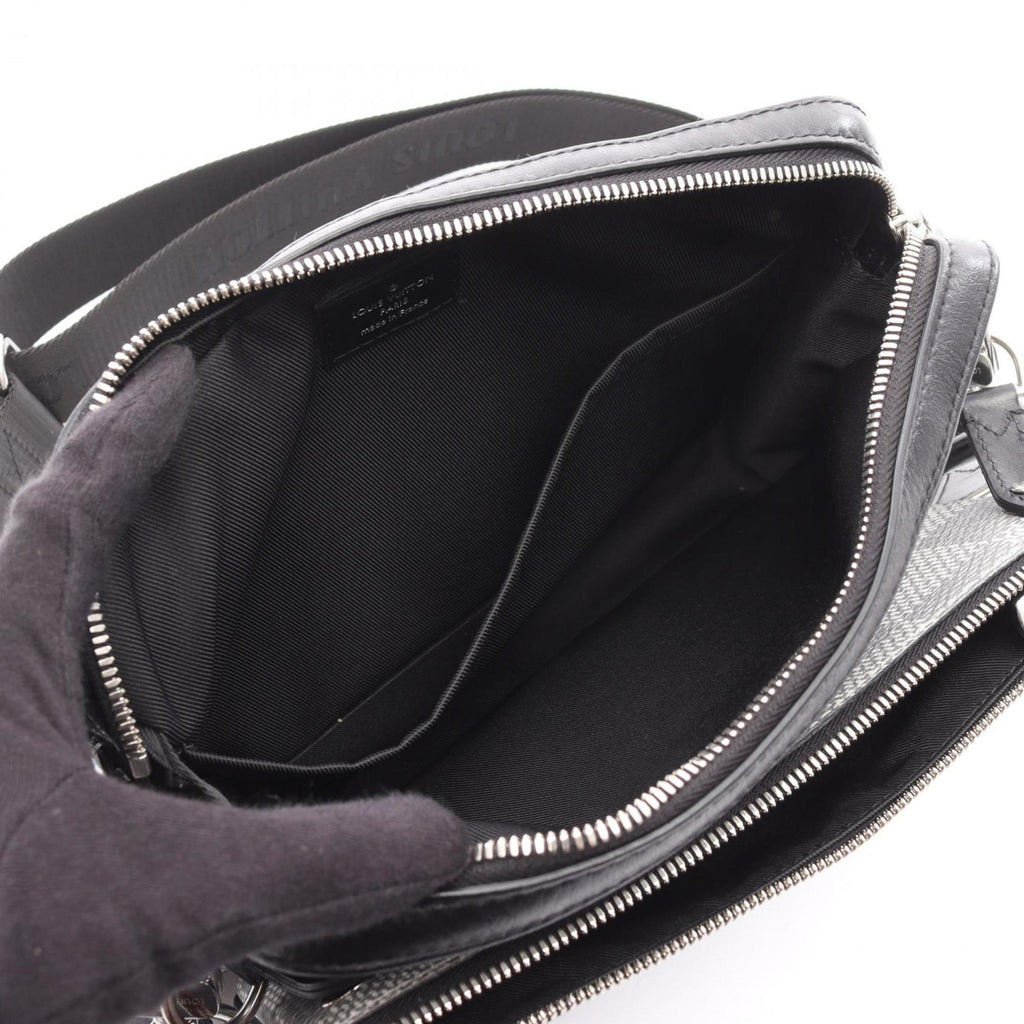 Louis Vuitton Gray White Coated Canvas Leather Shoulder Bag