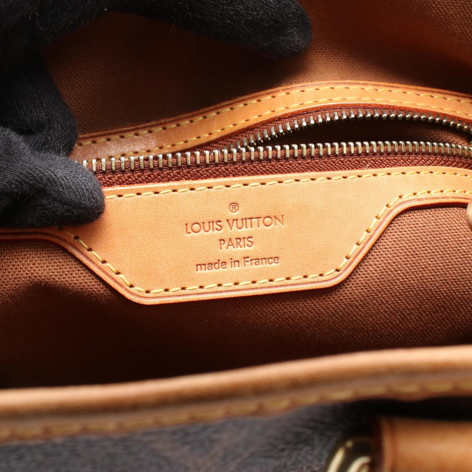 Louis Vuitton Monogram Brown Coated Canvas Leather Tote Bag