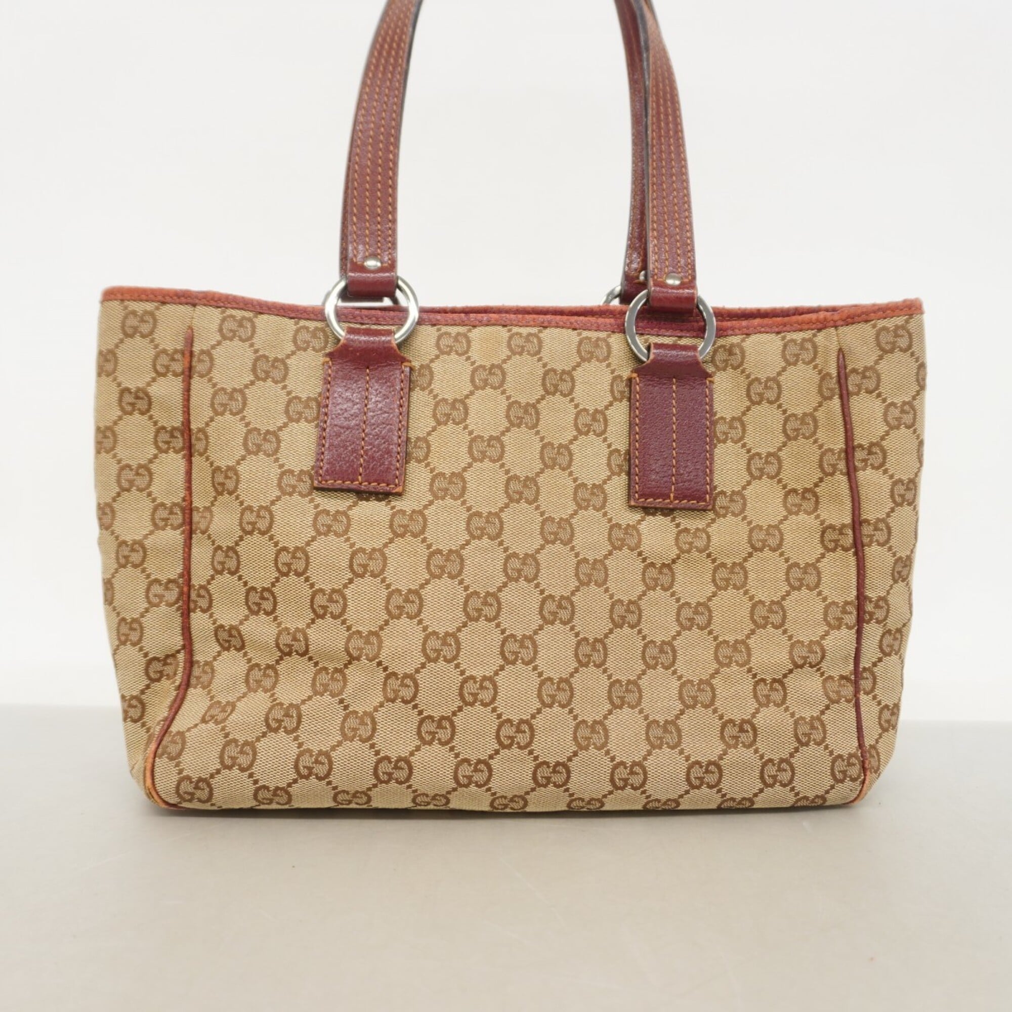 Gucci Beige Brown Canvas Tote Bag (Pre-Owned)