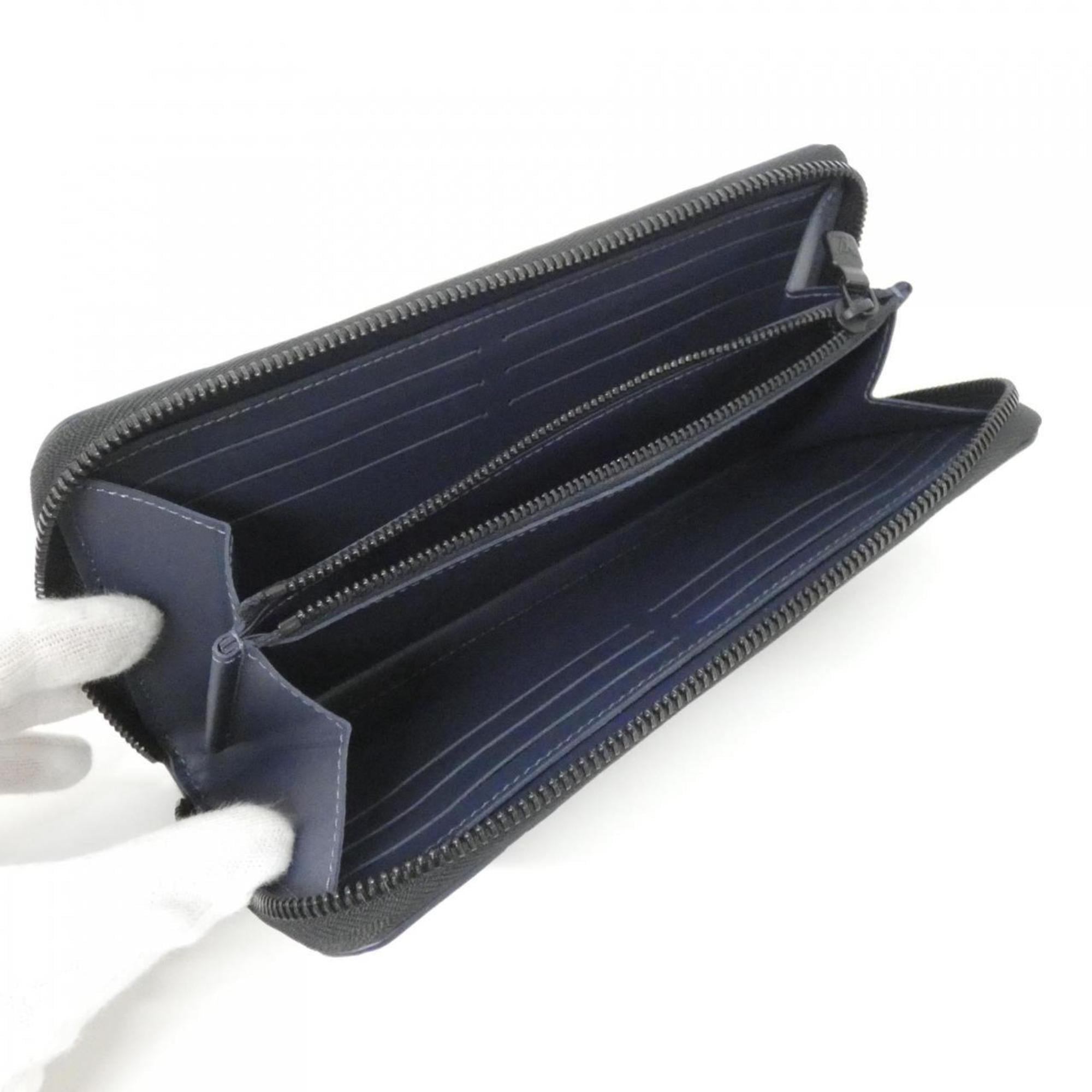Louis Vuitton Monogram Shadow Navy Leather Long Wallet