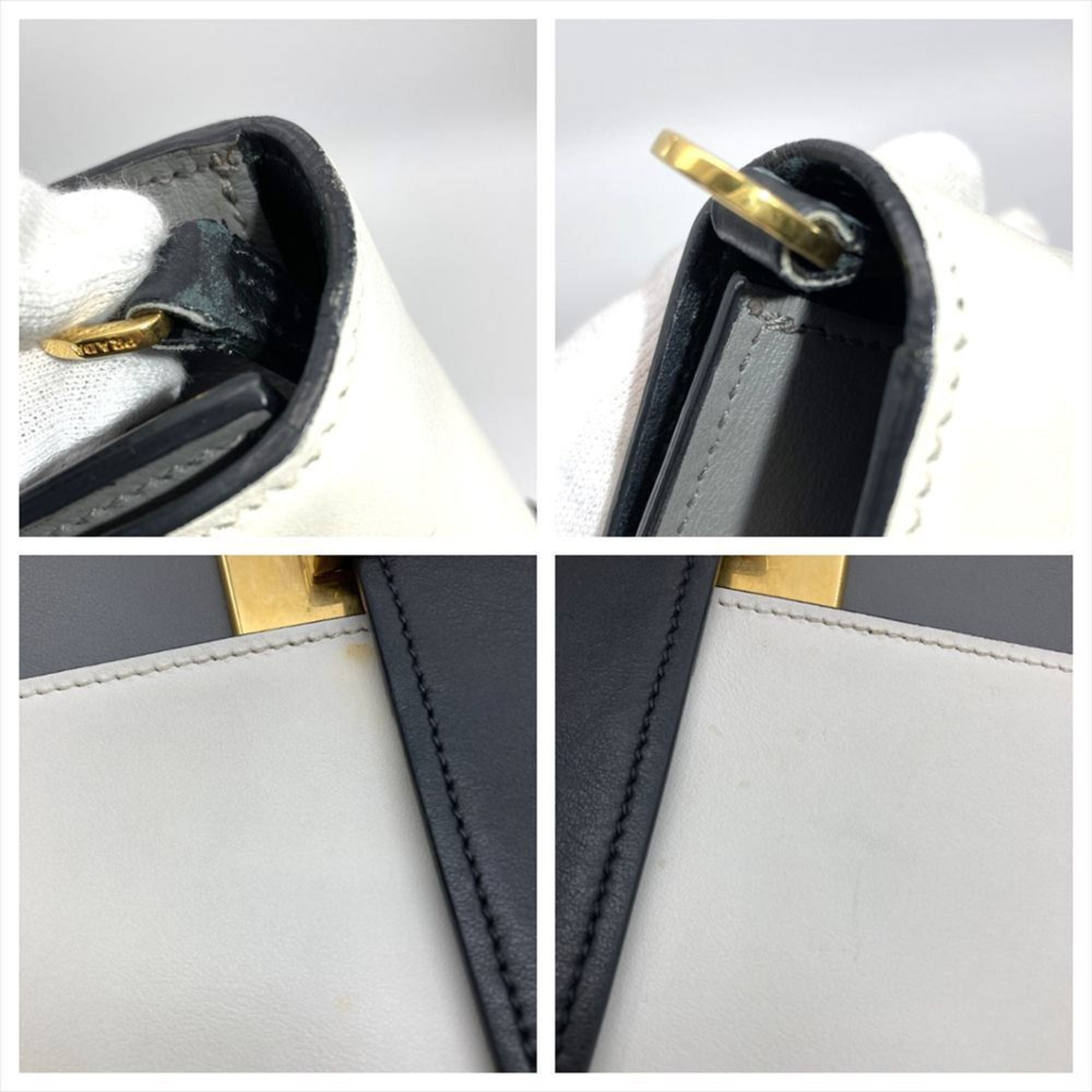 Prada Gray Multi-Color White Leather Shoulder Bag
