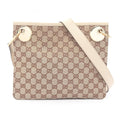 Gucci Beige Brown Gg Canvas Leather Handbag Shoulder Bag (Pre-Owned)