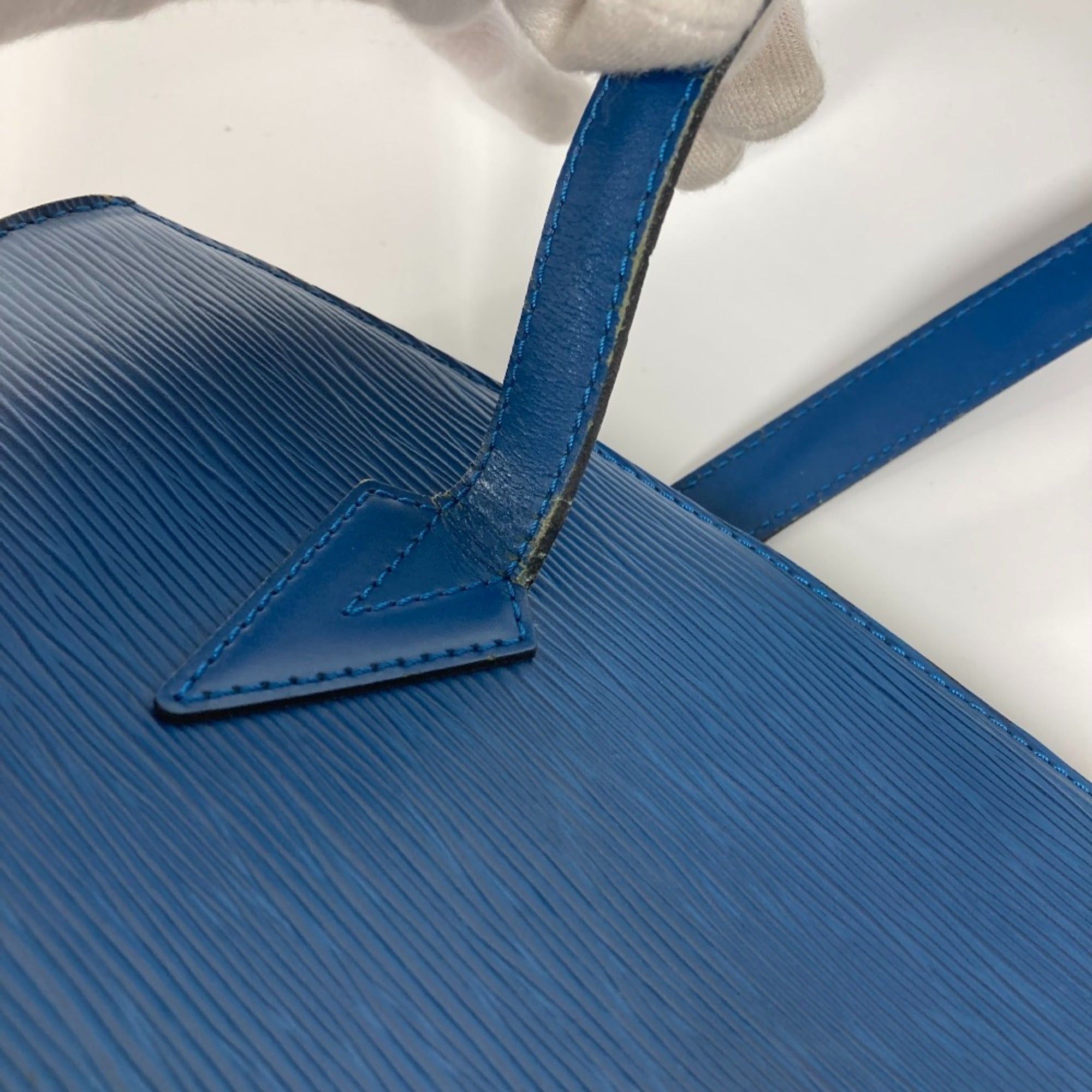 Louis Vuitton Blue Leather Tote Bag