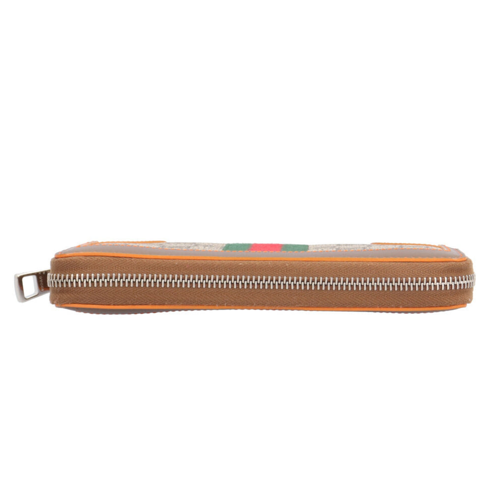 Gucci Beige Brown Gg Supreme Canvas Leather Long Wallet (Bi-Fold) (Pre-Owned)