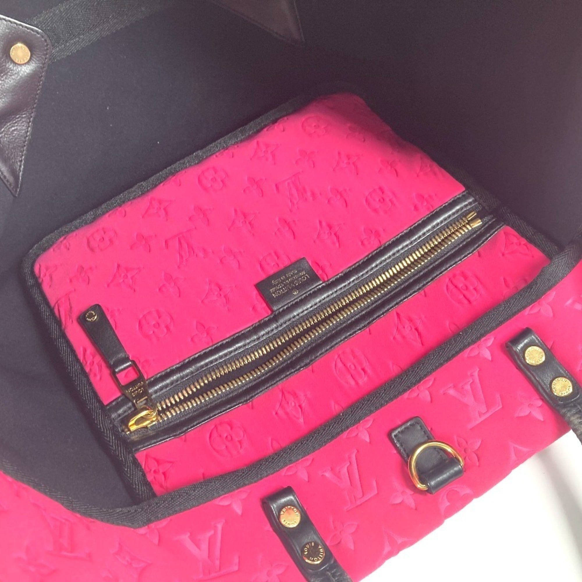 Louis Vuitton Black Pink Microfiber Shoulder Bag Tote Bag