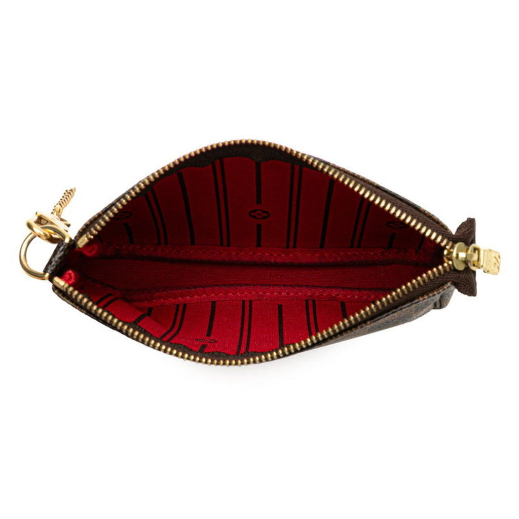 Louis Vuitton Damier Brown Red Color Pvc Leather Handbag Pochette