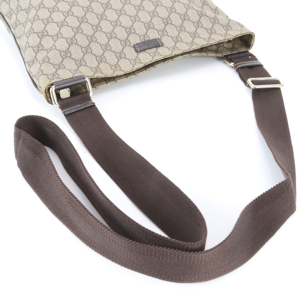 Gucci Brown Leather Coated Canvas Messenger Bag Shoulder Bag (Pre-Owned)