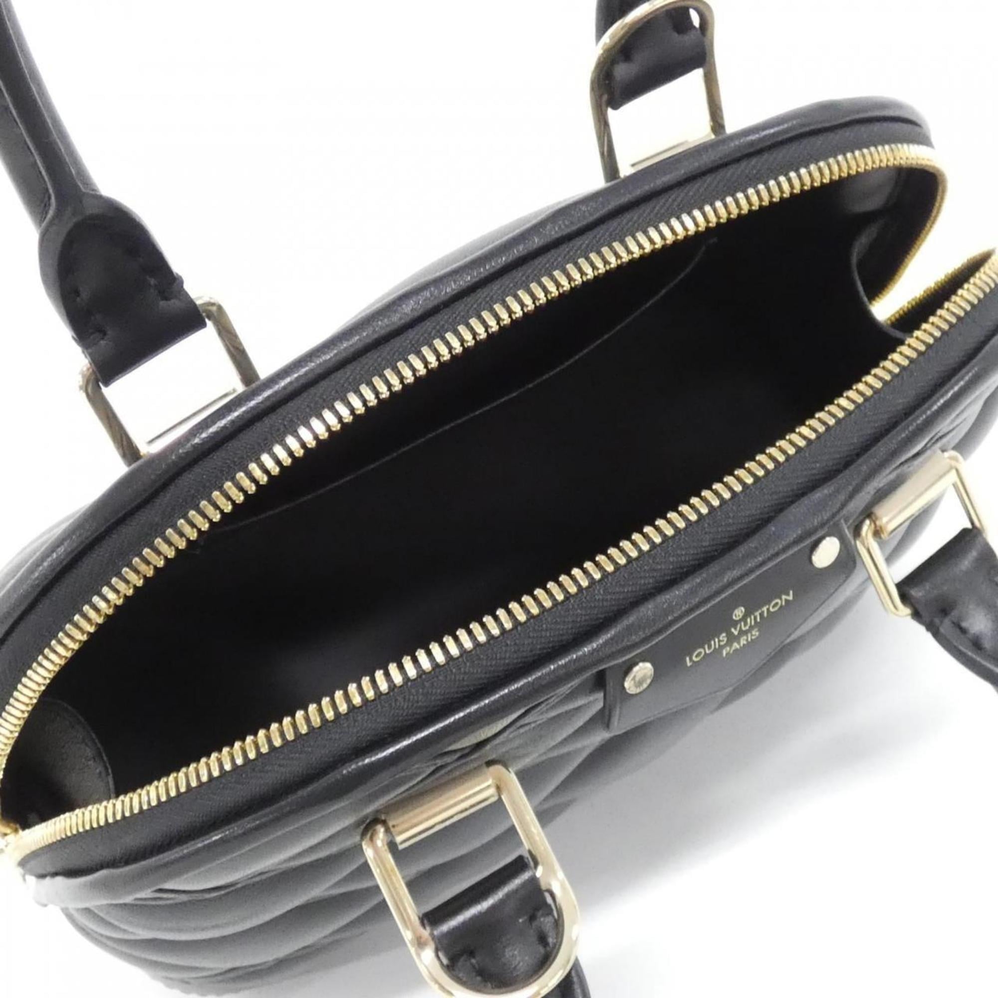 Louis Vuitton Beige Black Leather Handbag