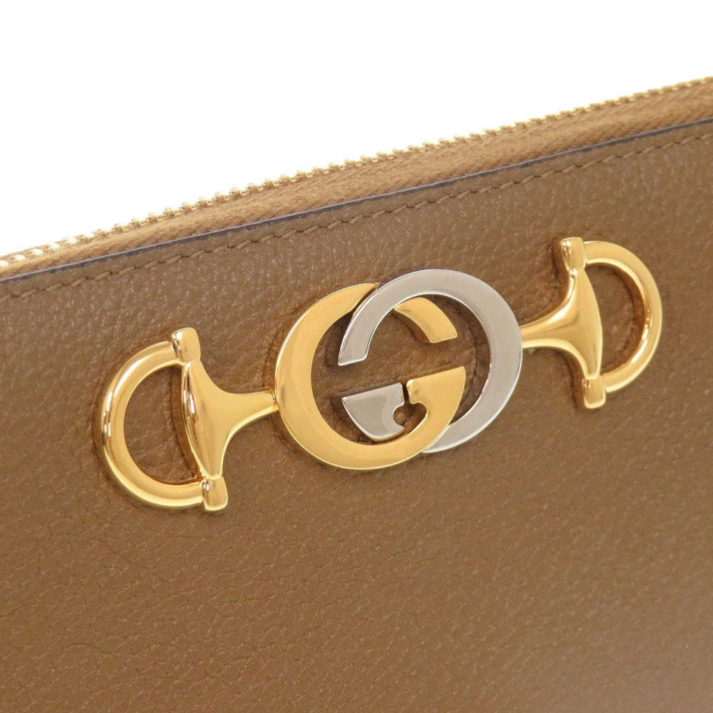 Gucci Brown Leather Long Wallet (Bi-Fold) (Pre-Owned)