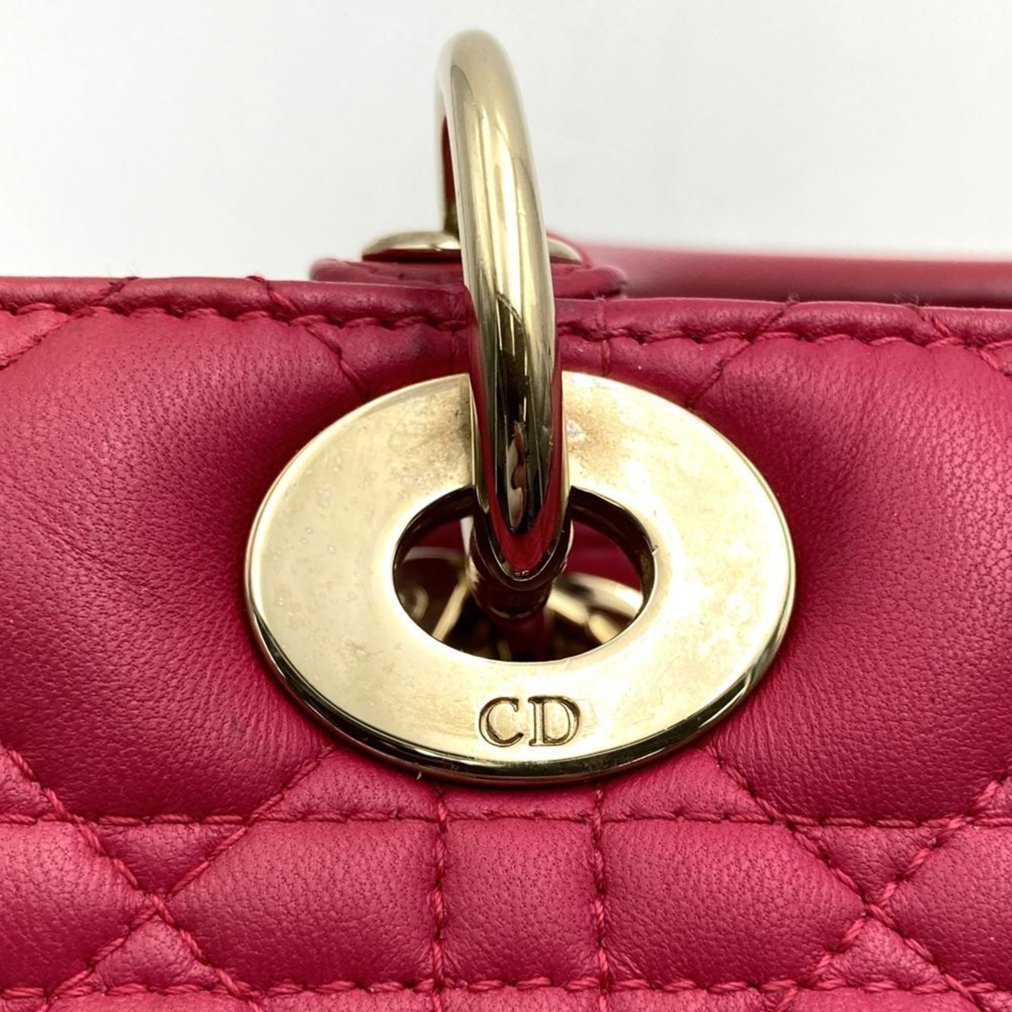 Christian Dior Pink Leather Handbag Shoulder Bag (Pre-Owned)