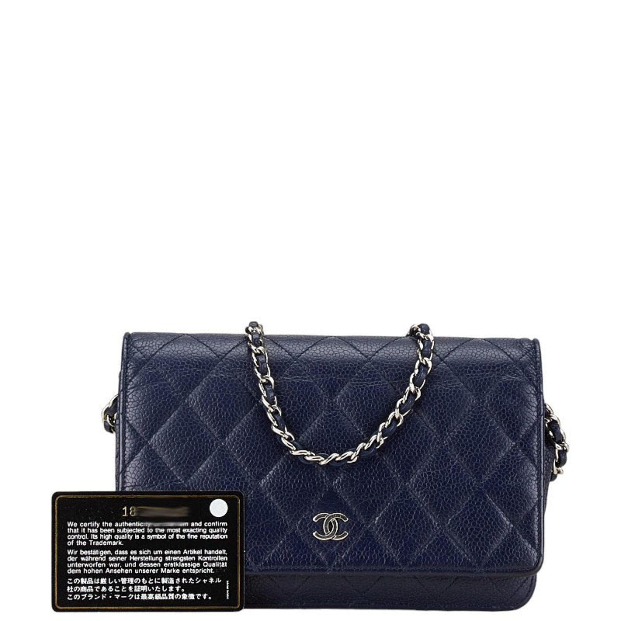 Chanel Navy Grained Calfskin Coin Purse/Coin Case