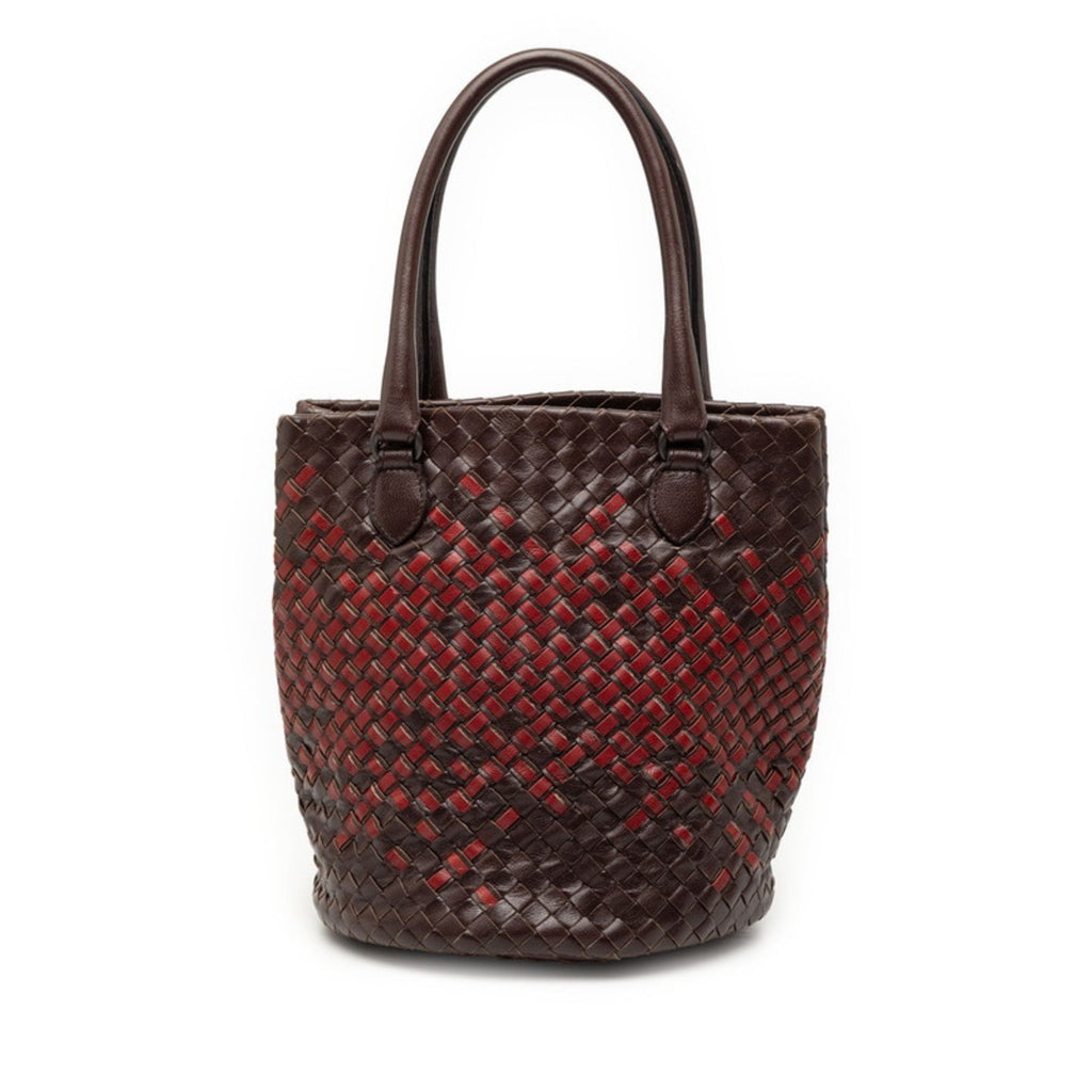 Bottega Veneta Brown Red Color Leather Handbag Tote Bag