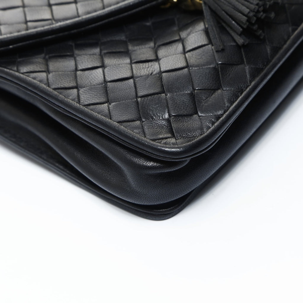 Bottega Veneta Intrecciato Black Leather Shoulder Bag