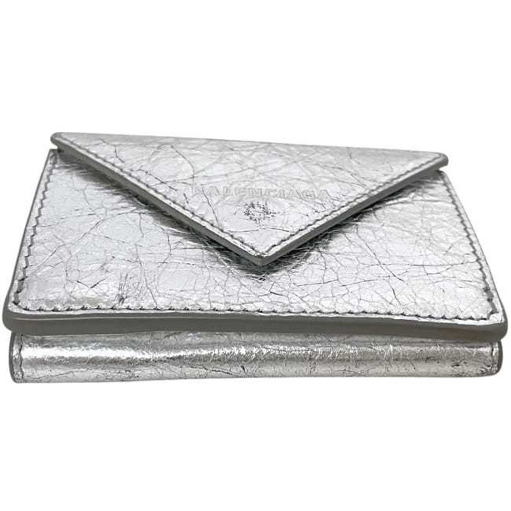 Balenciaga Silver Leather Wallet (Tri-Fold)