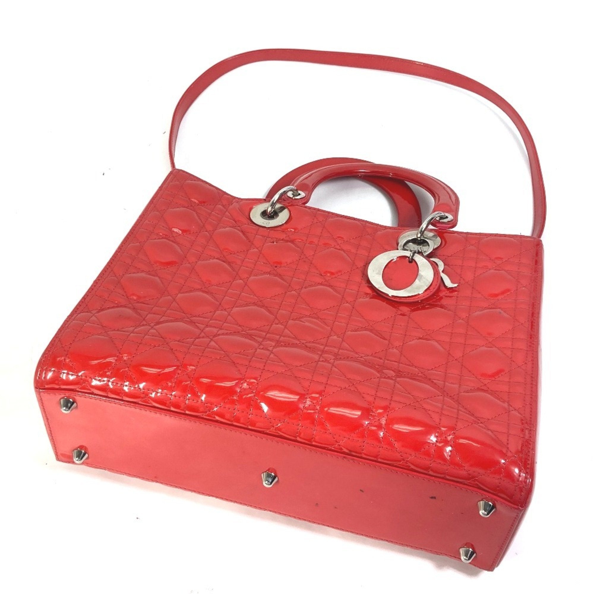 Christian Dior Red Color Leather Handbag Shoulder Bag (Pre-Owned)