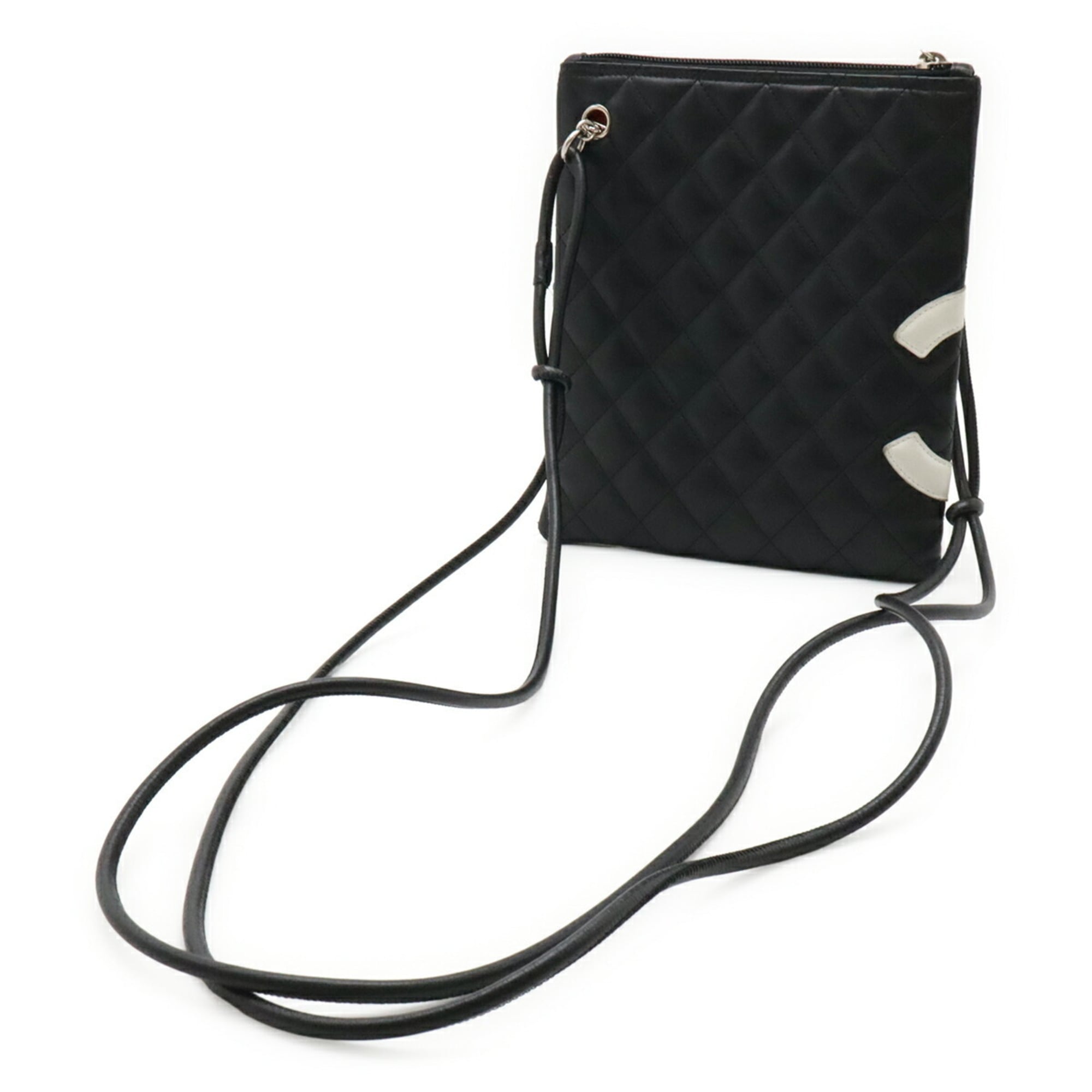 Chanel Black White Leather Shoulder Bag