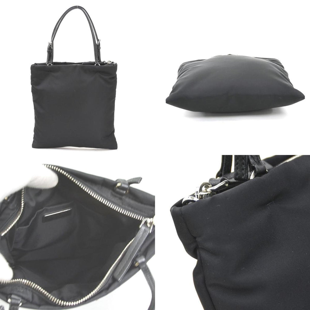 Prada Black Nylon Leather Handbag Shoulder Bag