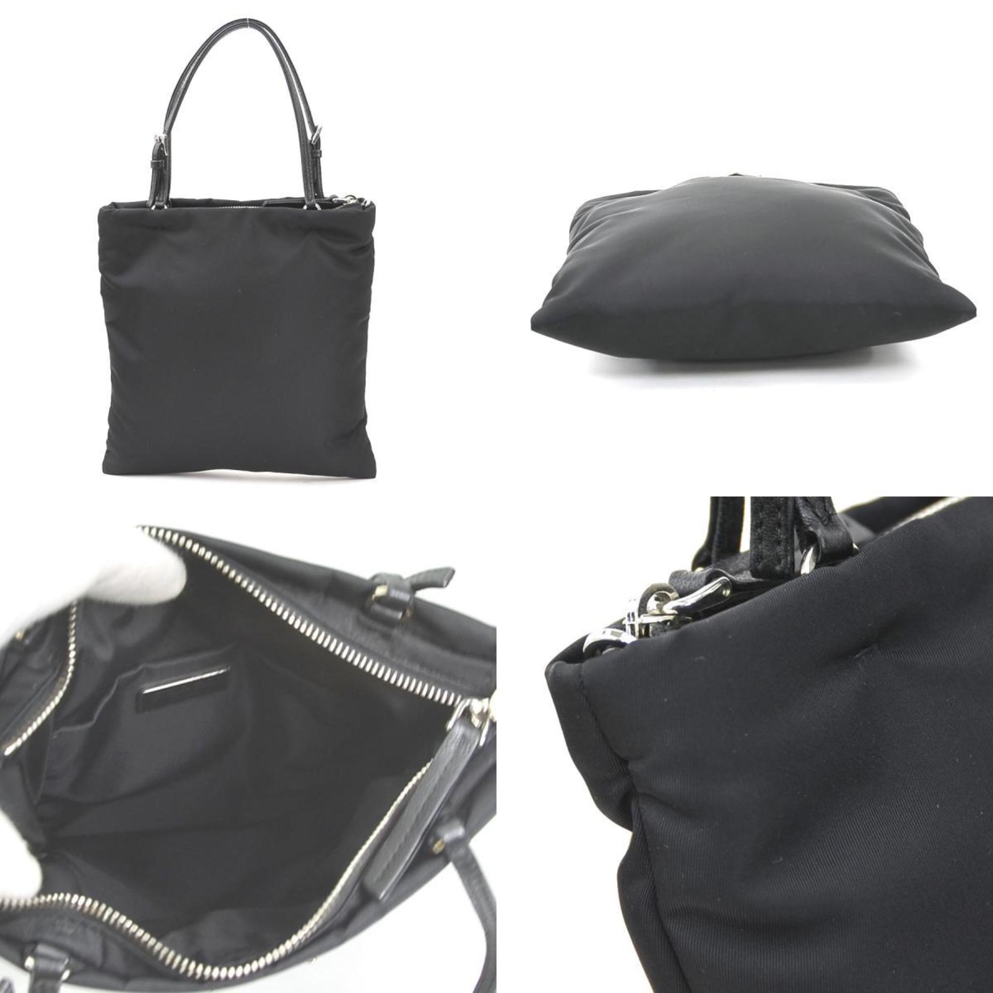 Prada Black Nylon Leather Handbag Shoulder Bag