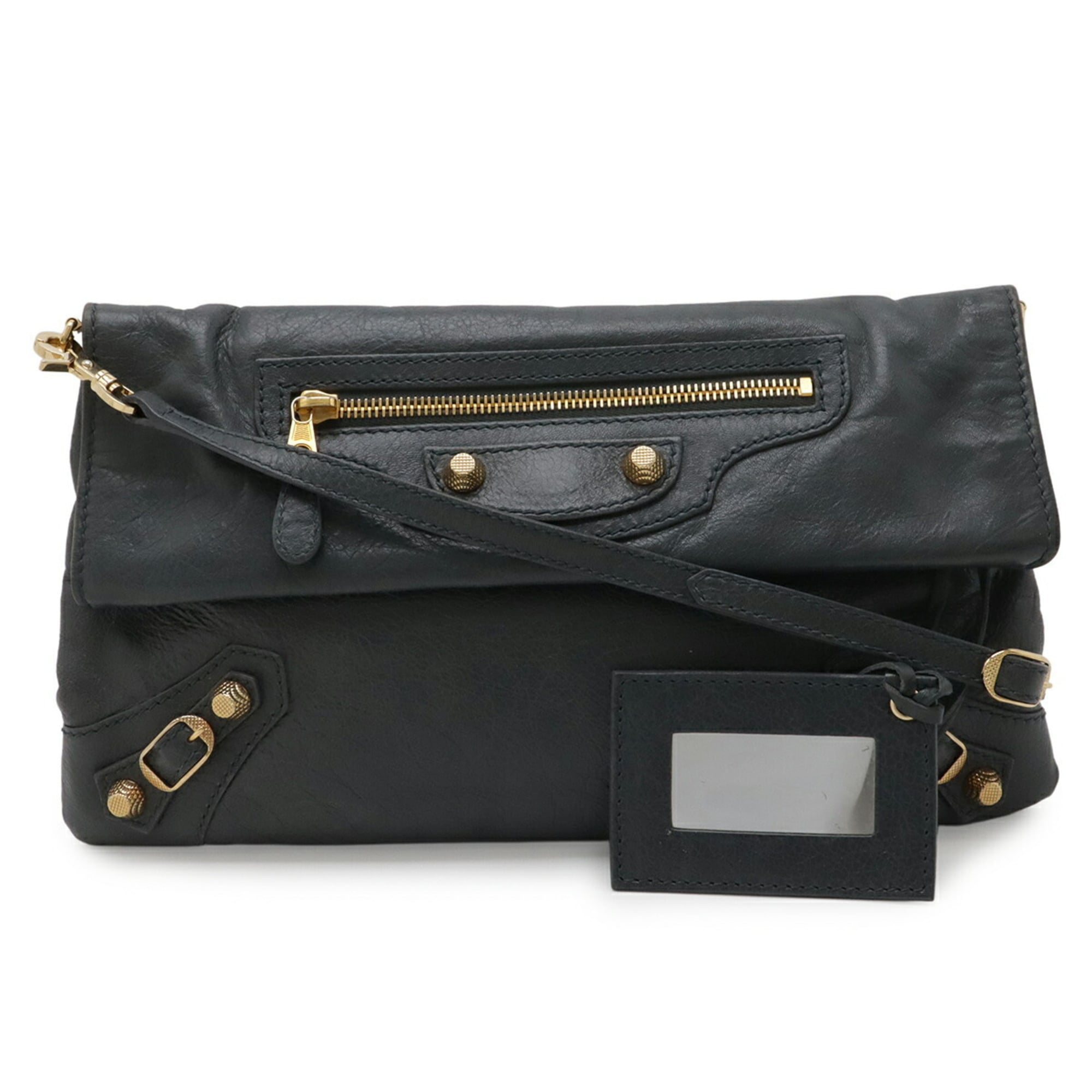 Balenciaga Giant Dark Gray Leather Clutch Bag Shoulder
