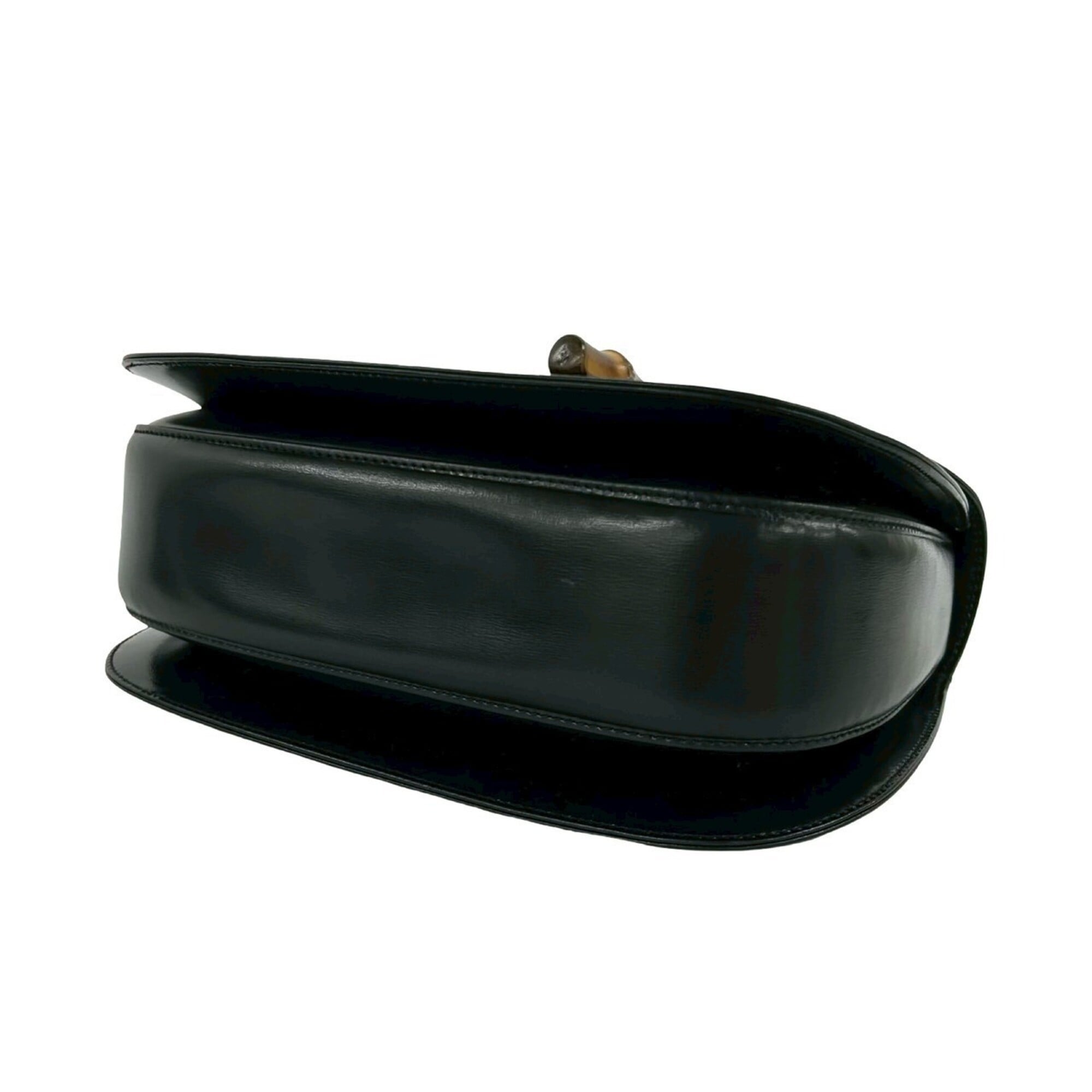 Gucci Black Leather Bamboo Handbag Shoulder Bag (Pre-Owned)