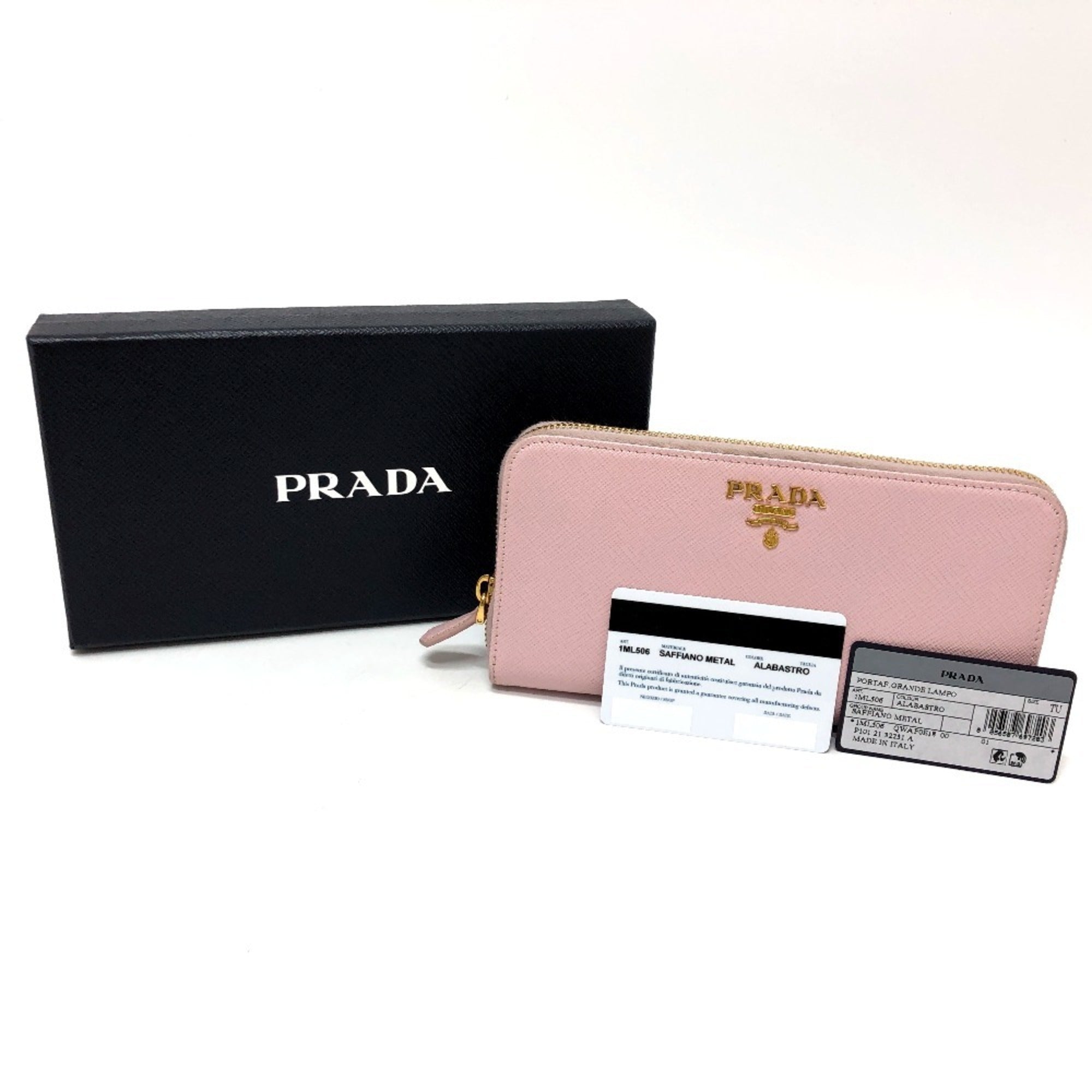 Prada Pink Saffiano Metal Long Wallet (Bi-Fold)