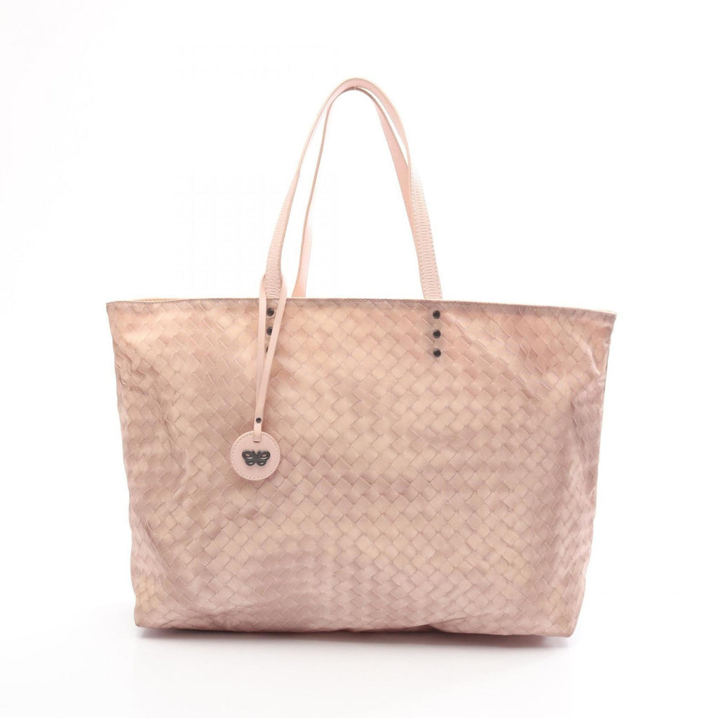 Bottega Veneta Pink Nylon Leather Tote Bag
