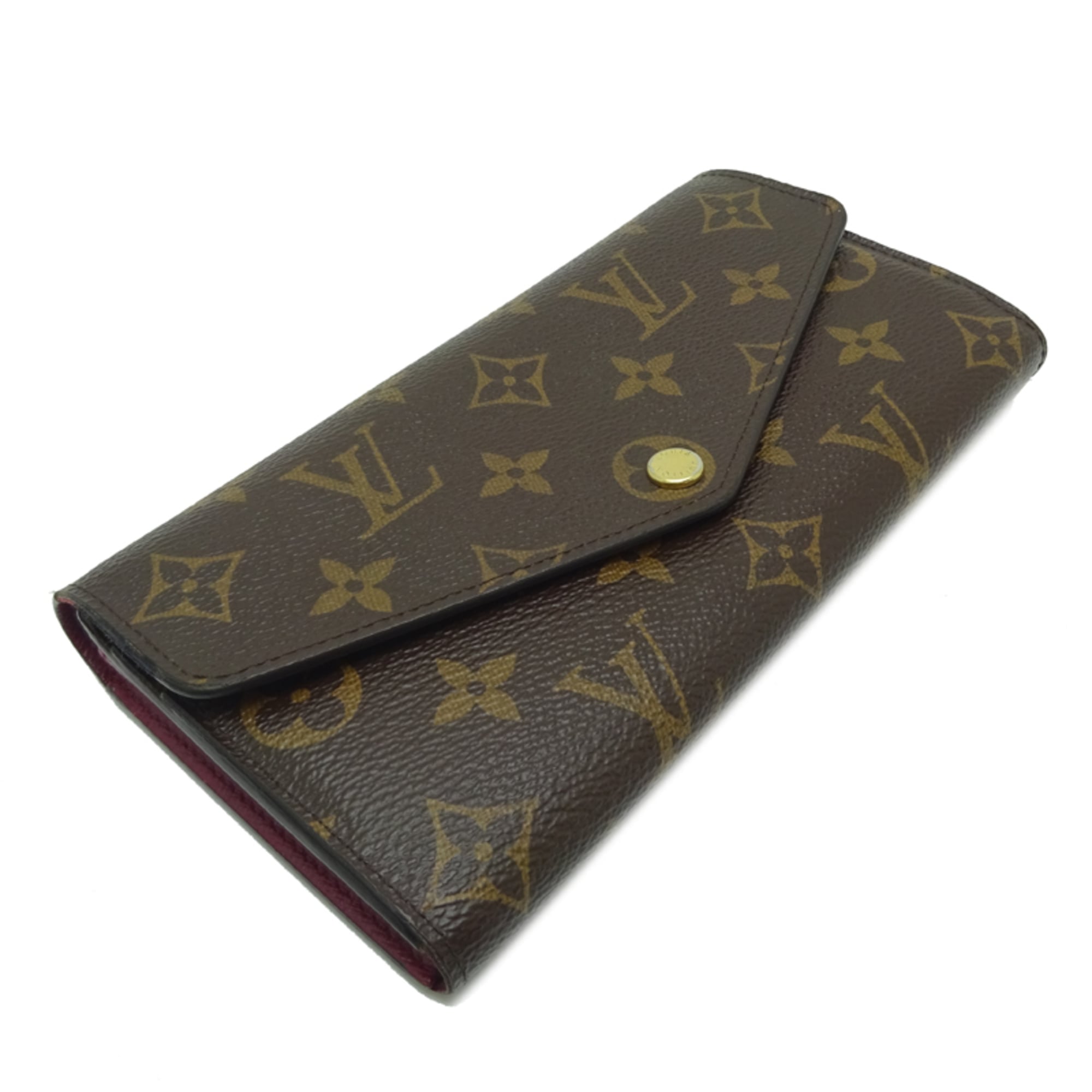 Louis Vuitton Brown Fuchsia Pink Monogram Long Wallet