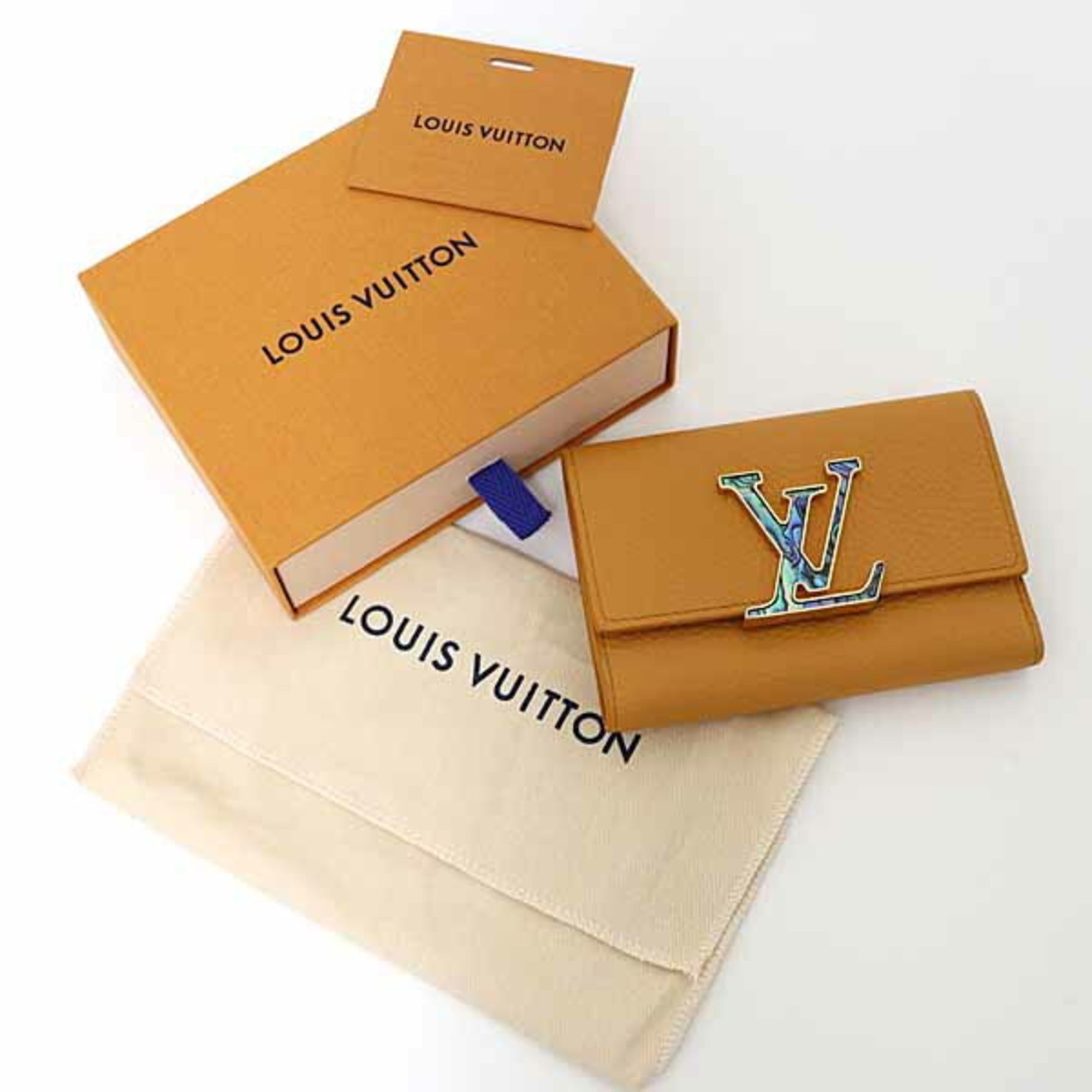 Louis Vuitton Orange Saffron Yellow Leather Wallet (Tri-Fold)