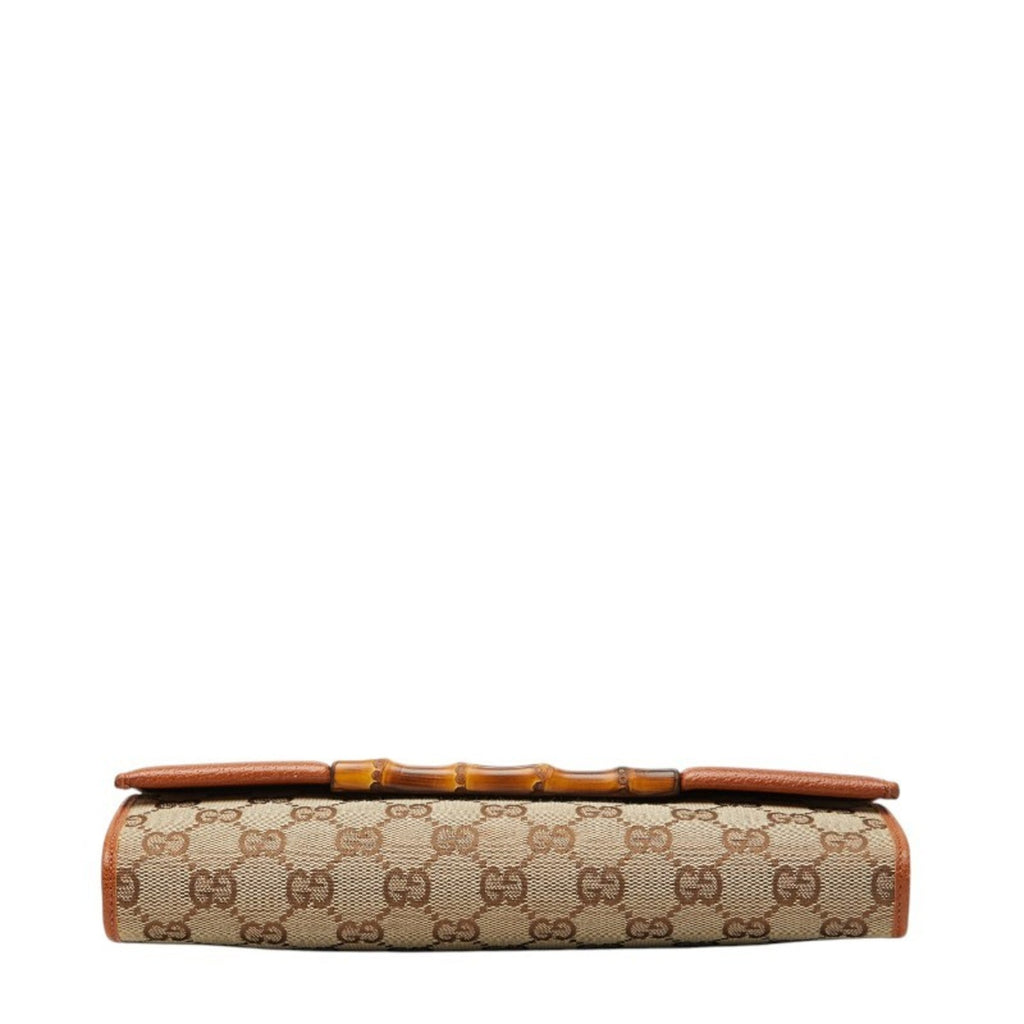 Gucci Beige Brown Gg Canvas Leather Shoulder Bag (Pre-Owned)