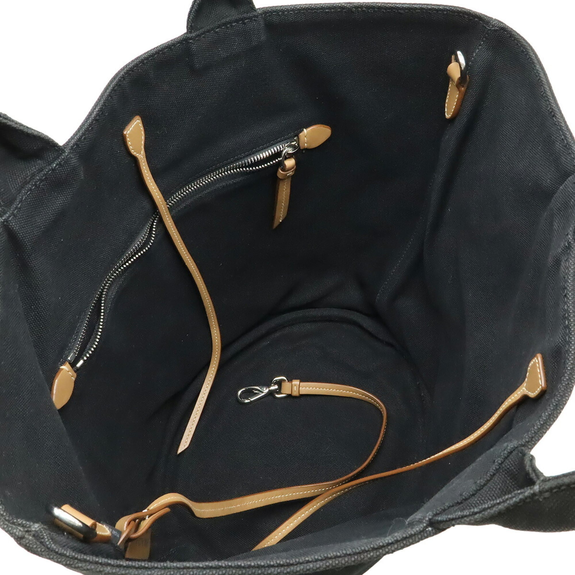 Prada Canapa Black Canvas Leather Handbag Tote Bag